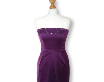 18079 Purple High Waist Shimmer Dress