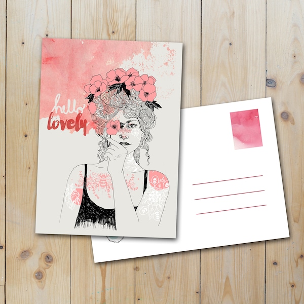 Postkarte "hello lovely"