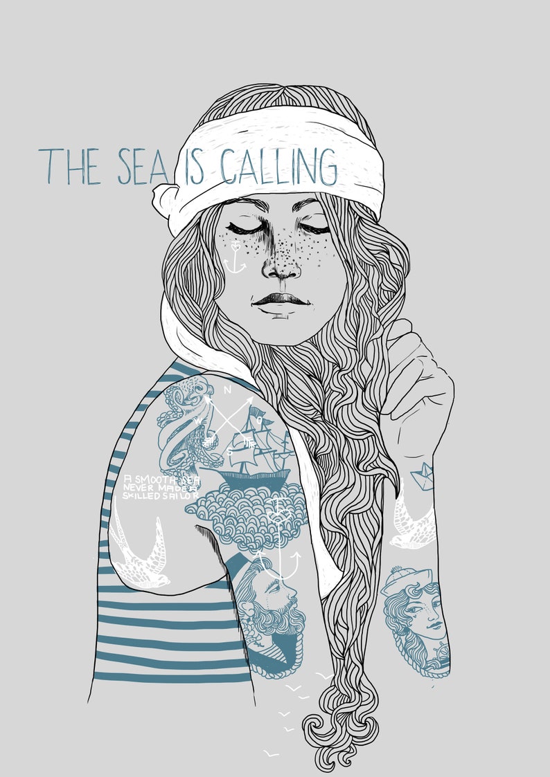 Poster The Sea Is Calling afbeelding 1