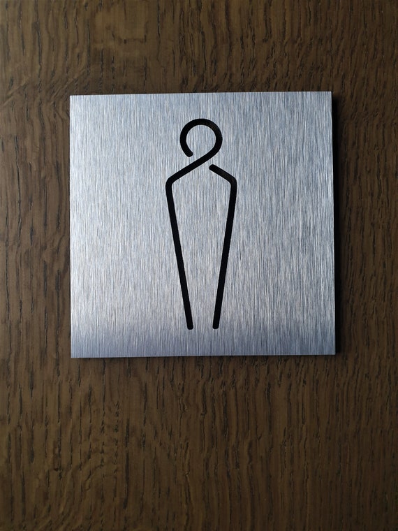 Aluminium Male Bathroom Sign Men Restroom Symbol Modern Male Toilet Plaque Men Square Wc Signage Door Wall Farmhouse Decoration