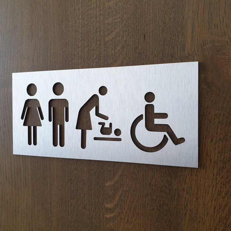 Unisex Bathroom Door Sign Restroom Aluminium Plaque Male Etsy