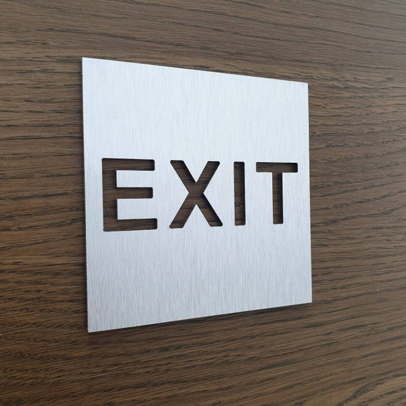 Exit Door Sign Aluminium Plaque Modern Signage Emergency Sign Sign For Business Office Exit This Way Indoor Outdoor