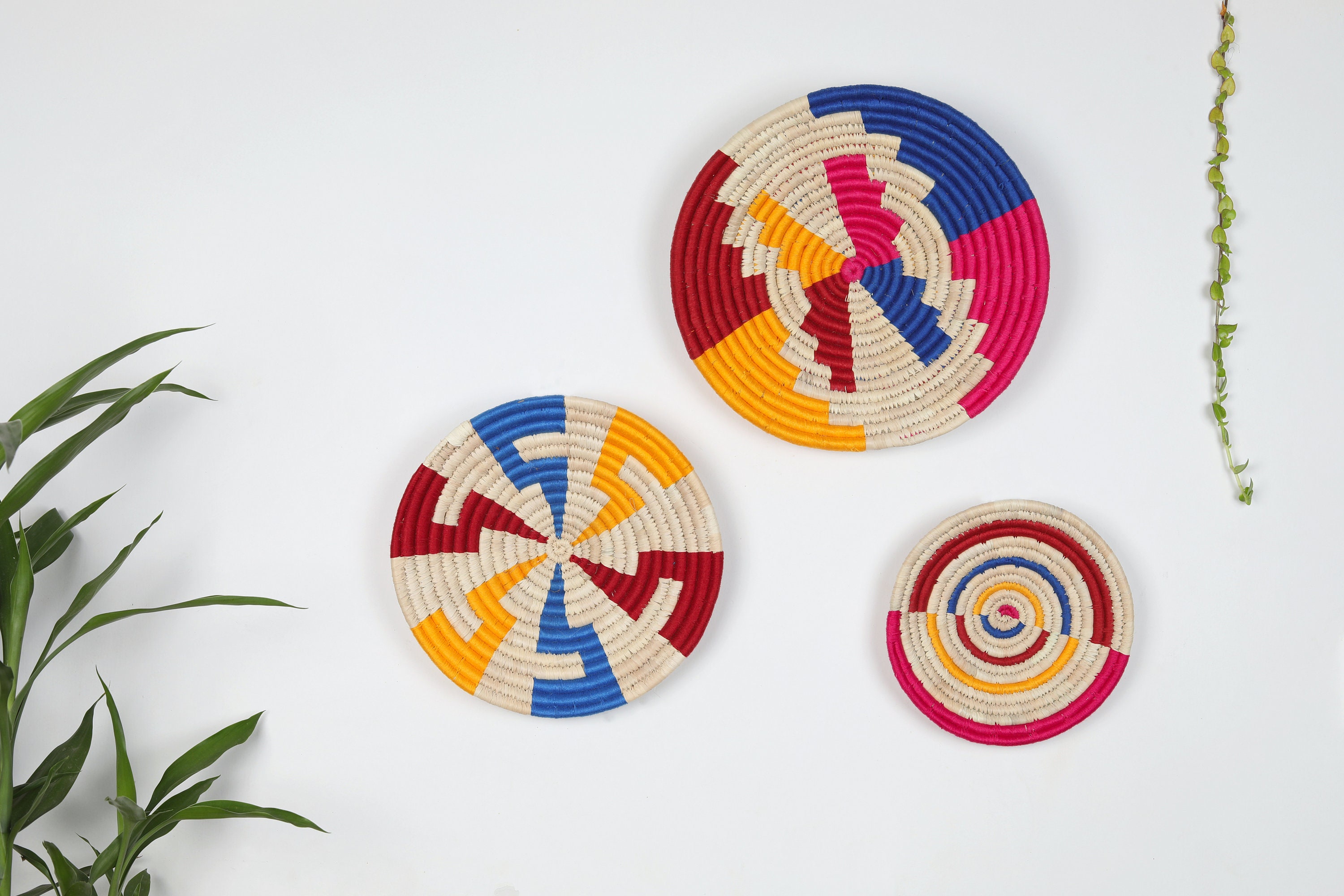 Wall Basket Set - Décor Maison Fait à La Main en Fibre Naturelle Inde