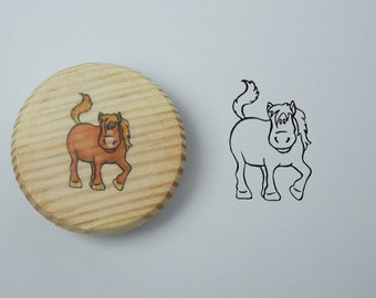 Wooden stamp round horse