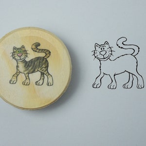 Holzstempel rund Katze Bild 1