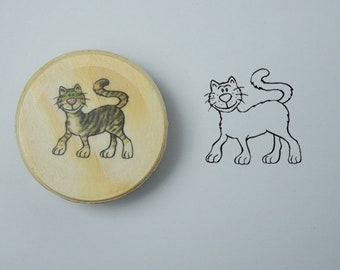 Holzstempel rund Katze