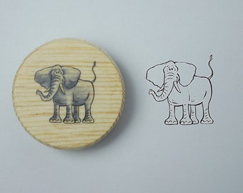 Holzstempel rund Elefant