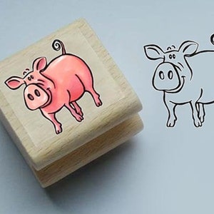 Wood stamp pig image 1