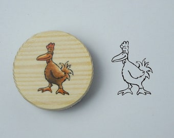 Wooden stamp round chicken