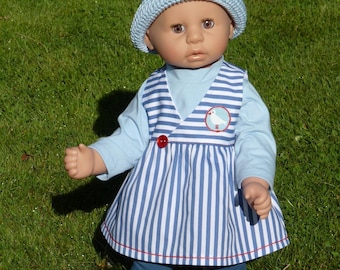 Set di vestiti per bambole da 48 cm: vestito, camicia, leggings, cappello all'uncinetto, vestiti per bambole fatti a mano, regalo per bambine, per bambole paffute di dimensioni 45-50 cm