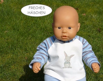 Puppenkleidung 36cm 2tlg Set Shirt mit Hase plus Hose für Jungs und Mädels weiche Babypuppe Puppengröße 35-40cm