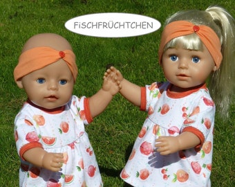 Puppenkleidung 43cm 3/4tlg Set Baumwollshirt mit Hose und Stirnband wahlweise mit/ohne Crogs für Steh-/Babypuppen in Größe 40-45cm