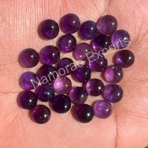 Natural Amethyst Cabochon Loose Gemstone, Back Side Flat Round 3, 4, 5, 6, 7, 8, 9, 10, 11, 12, 13, 14, 15, 16, 18, 20 MM