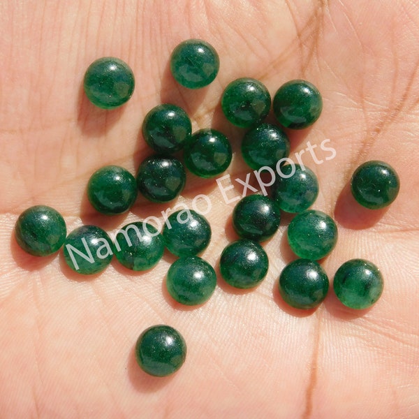 Natural Green Aventurine Cabochon Loose Gemstone, Back Side Flat Round 3, 4, 5, 6, 7, 8, 9, 10, 11, 12, 13, 14, 15, 16, 18, 20 MM