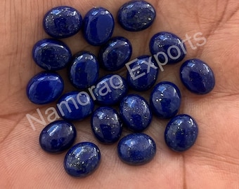 Natural Lapis Lazuli Cabochon Loose Gemstone, Back Side Flat Oval 3x5,4x6,5x7,6x8, 7x9, 8x10, 10x12, 10x14, 12x16, 13x18, 15x20 MM