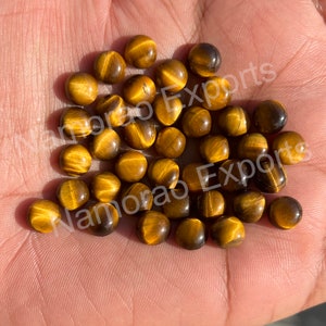 Natural Tiger's Eye Cabochon Loose Gemstone, Back Side Flat Round 3, 4, 5, 6, 7, 8, 9, 10, 11, 12, 13, 14, 15, 16, 18, 20 MM