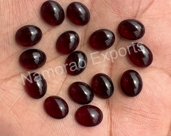 Natural Garnet Cabochon Loose Gemstone, Back Side Flat Oval Size 3x5, 4x6, 5x7, 6x8, 7x9, 8x10, 9x11, 10x12, 10x14, 12x16 MM