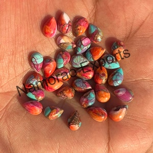 Natürliche Rosa Spiny Oyster Kupfer Türkis Birne Cabochon: Schmuckherstellung Lose Edelstein Größe (6x9- 18 x 25 mm)