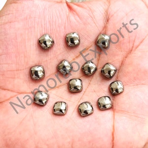Natural Golden Pyrite Cabochon Loose Gemstone, Back Side Flat Cushion 8, 9, 10, 11, 12, 13, 14, 15, 16, 18, 20 MM