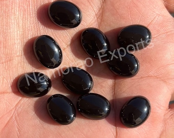 Natürlicher schwarzer Onyx Oval Cabochon: Edelstein, Schmuckherstellung (3x5 bis 15 x 20 mm)