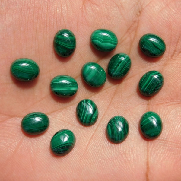 Natürliche Malachit Cabochon Edelstein, Rückseite Flach Oval 4x6, 5x7, 6x8, 7x9, 8x10, 10x12, 10x14, 12x16, 13x18, 15x20 MM