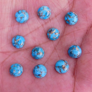 Natural Blue Copper Turquoise Round Cabochon: Jewelry Making Loose Gemstone Size (6-20 mm)