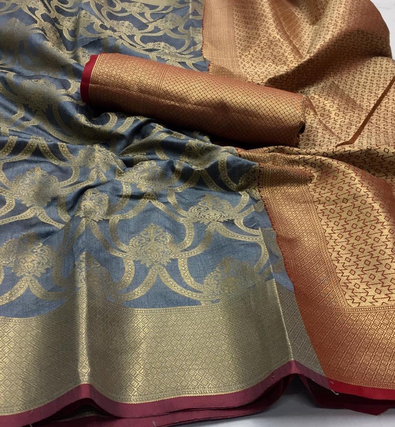 New Free Shipping Party Silk Weaving Saree Traditional Wedding Bridal Casual Wear Sari With Blouse Piece