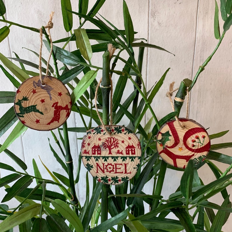Tree Decoration EB Joy Wooden Log Slice Hanging Decoration Christmas Decoration