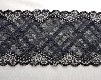 1 meter lace border elastic 7 cm in black