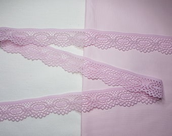 1 meter lace border pink 3 cm