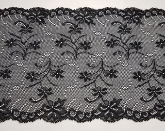 1 meter lace border elastic 16 cm in black