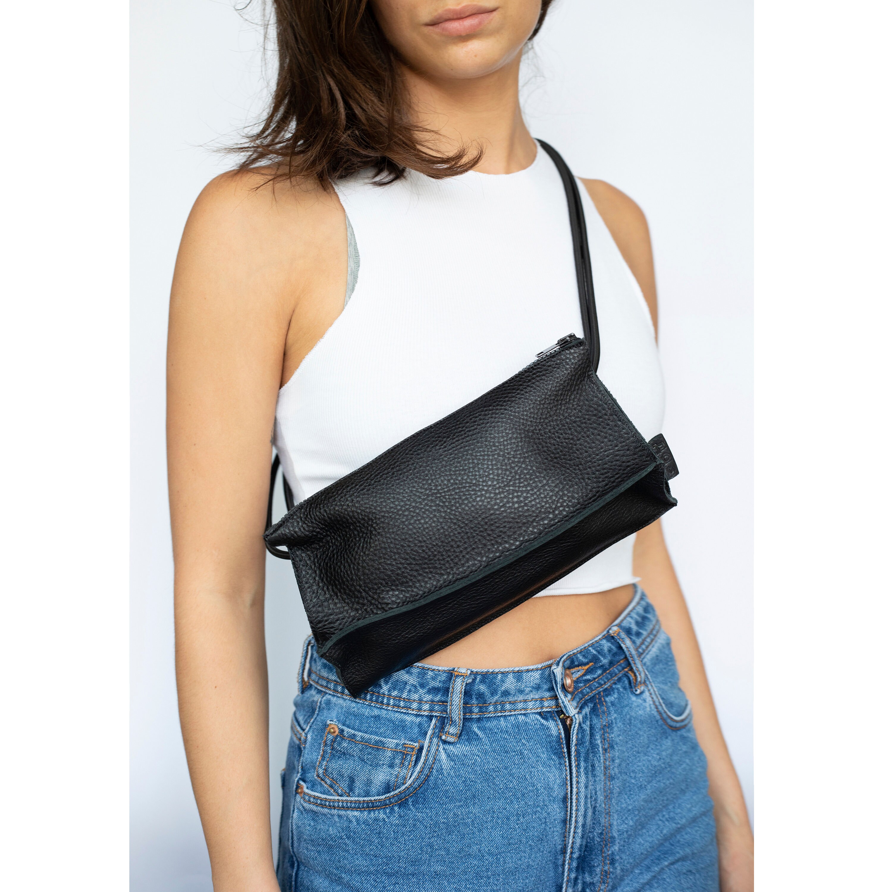 Black Leather Bum Bag Black Bum Bag Leather Bag Waist Bag Etsy