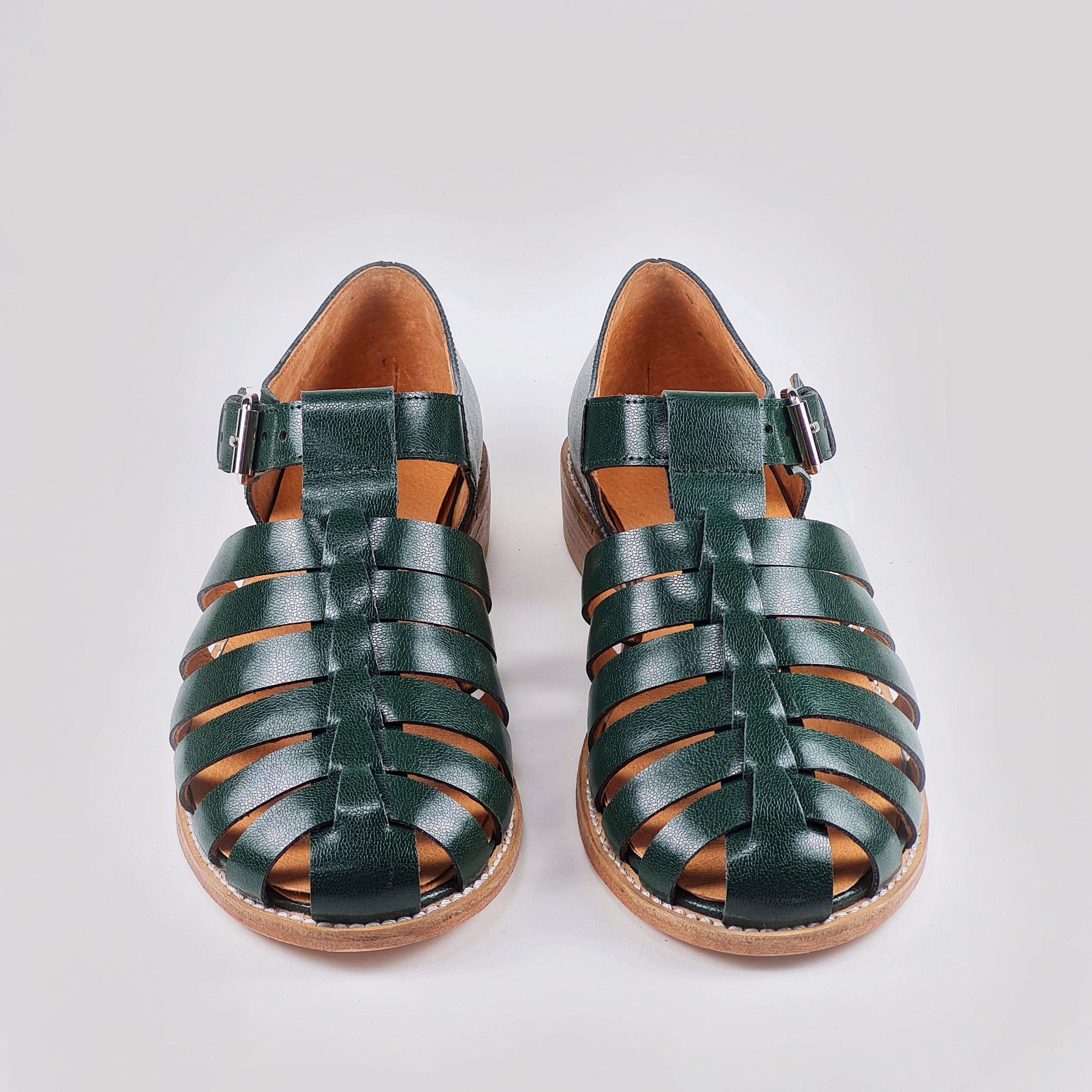 dark green strappy sandals