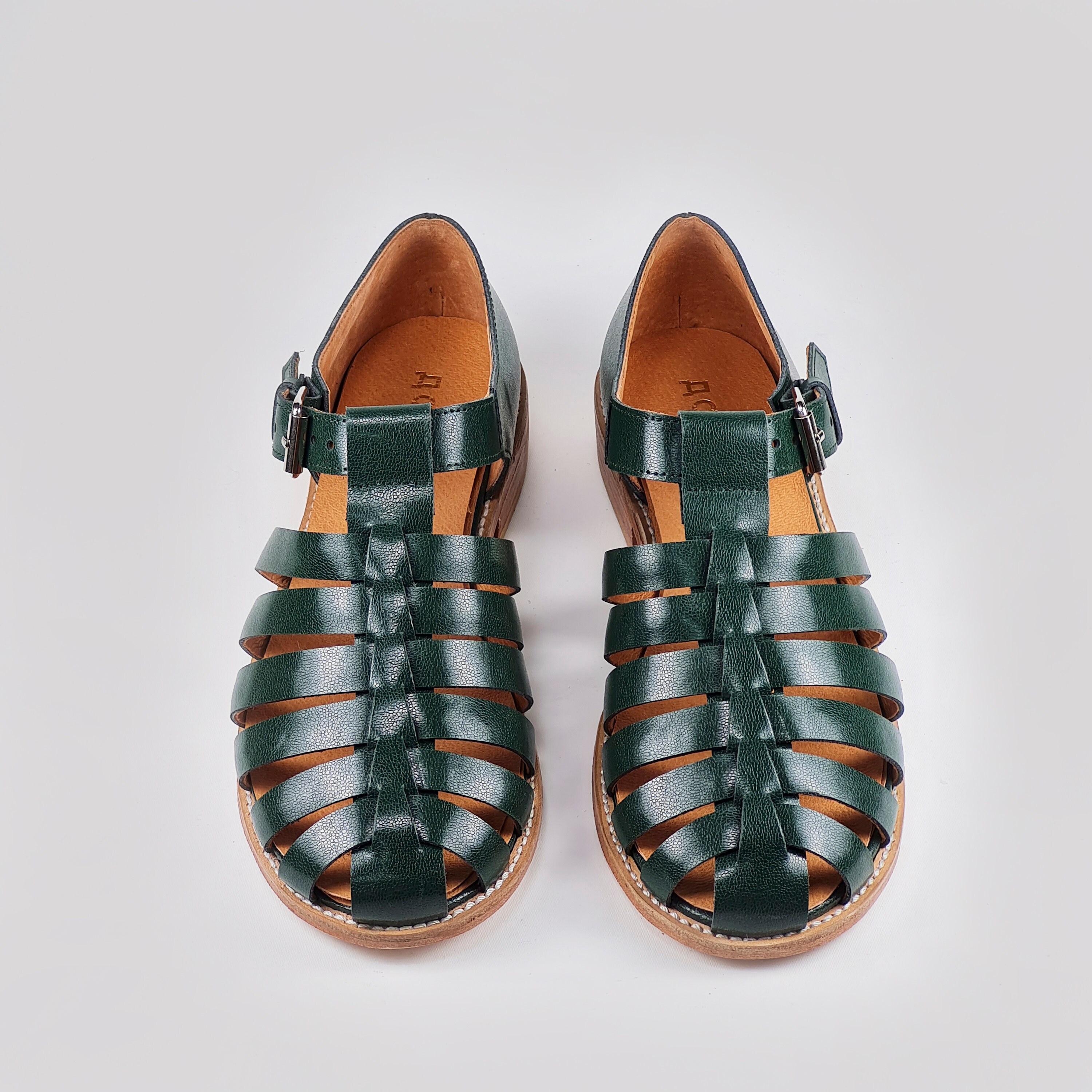dark green strappy sandals