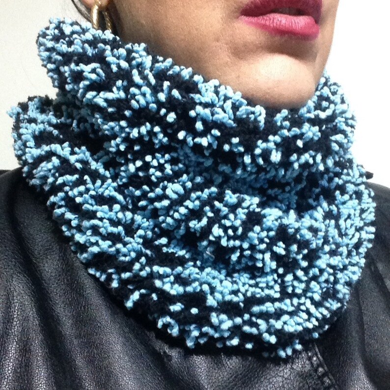 Neck warmer scarf fur effect sugar grain handmade image 1