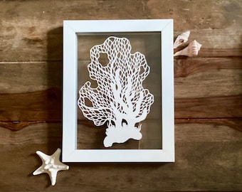 Sea Fan & Coral Reef Marine Museum Curio Original Hand-Cut Paper Art by Cassidy Lynn