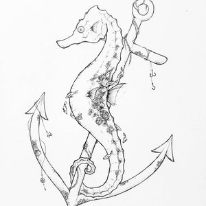 The Oracle Original Artwork Print Unique Nautical Seahorse Art by Cassidy Lynn