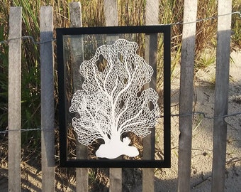 Twin Lace Coral Sea Fan Original Hand-Cut Paper Art by Cassidy Lynn