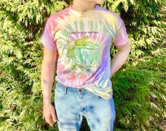 Life Cycle of the Frog Rainbow Spiral Tie-Dye Tee