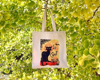 Le Chat Noir Cotton Canvas Tote Bag