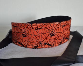 Halloween Reversible Belt — Velvet Print Satin Obi Wrap
