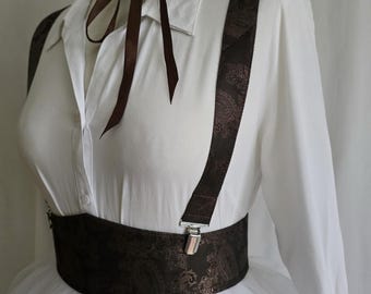 Suspenders Brown for Women Suit Accessories - Braces Adjustable Fashion