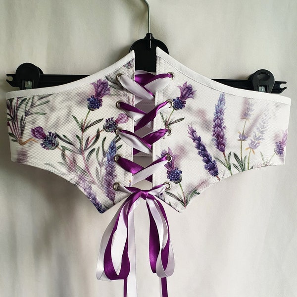 Handmade under bust lavender corset belt, Custom purple corset for any event or everyday, photo shoot, Gift for Her.