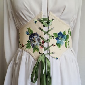 Ceinture corset faite main personnalisée avec fleurs pour tout événement ou tous les jours, séance photo, cadeau pour elle. Édition limitée. image 2