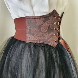 Corset Renaissance marron, Corset de pirate, Corset élastique gothique, Cadeau pour elle image 7