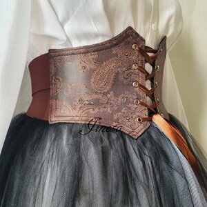 Corset Renaissance marron, Corset de pirate, Corset élastique gothique, Cadeau pour elle image 2