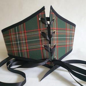 Handmade Tartan Underbust Corset Belt: Scottish Plaid, Adjustable Fit