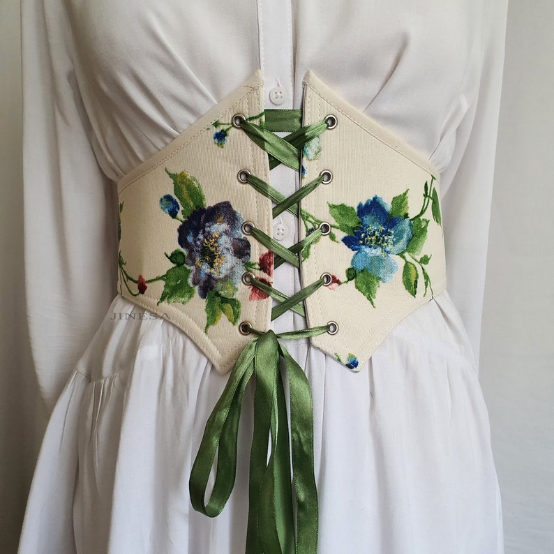 Ceinture corset faite main personnalisée avec fleurs pour tout événement ou tous les jours, séance photo, cadeau pour elle. Édition limitée. image 2