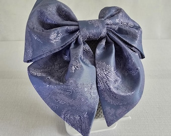 Lilac Paisley Fabric Hair Clip, Classic Bow Barrette Gift for Mom from Daughter