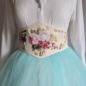 Floral Underbust Corset: Renaissance & Cottagecore Style, Sizes S–XL, Custom